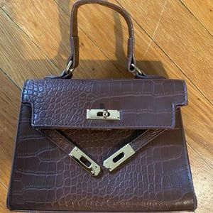 Brown tiny gold bag 💼 purse top handle mini
